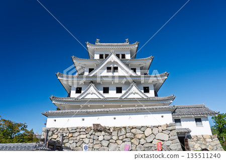 晴朗天氣下的岐阜縣郡上市郡上八幡城天台 135511240