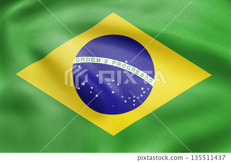 National flag of Brazil featuring green field yellow diamond and blue globe with stars. National flag of Brazil featuring green field yellow diamond and blue globe with stars. 135511437