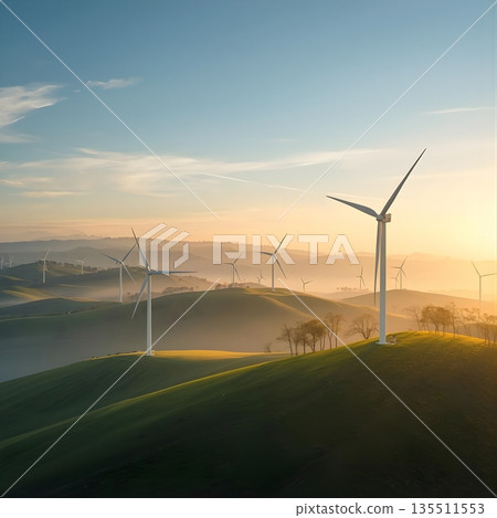 Peaceful Wind Energy Landscape 135511553