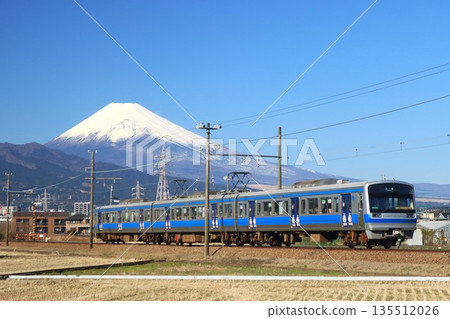 Izu Hakone Railway with Mount Fuji in the background Izu Hakone Railway with Mount Fuji in the background 135512026
