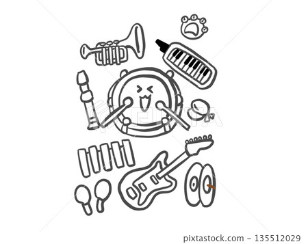 Coloring pages of various musical instruments that can be used in daycare etc. 135512029