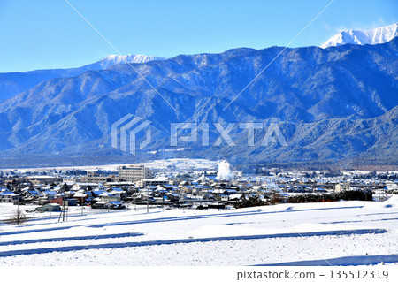 View of Azumi Hospital and the Ikeda Town Hall area from Ikeda Town, Nagano Prefecture (Ikeda Town, Nagano Prefecture) [January 2026] 135512319