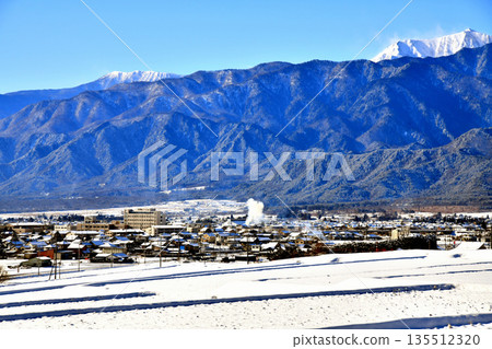 View of Azumi Hospital and the Ikeda Town Hall area from Ikeda Town, Nagano Prefecture (Ikeda Town, Nagano Prefecture) [January 2026] 135512320