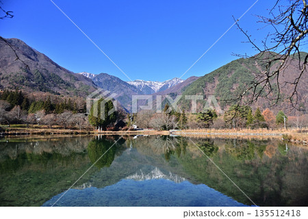 Senjojiki Cirque in the Central Alps reflected in Komagaike Pond Senjojiki Cirque in the Central Alps reflected in Komagaike Pond 135512418