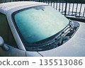 Frozen car windshield 135513086