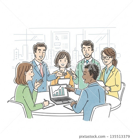 辦公室工作人員開會 135513379