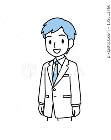 Illustration material of a smiling male medical professional in a white coat Illustration material of a smiling male medical professional in a white coat 135513760