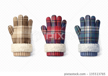 水彩風格冬日手套插圖 135513785