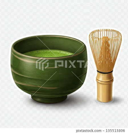抹茶茶碗和茶筅 135513806