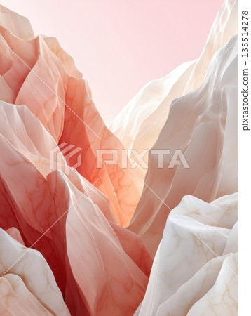 Soft gradient blends into stone texture creating an abstract background. The colors shift from warm to cool tones, resembling rocky surfaces. 135514278