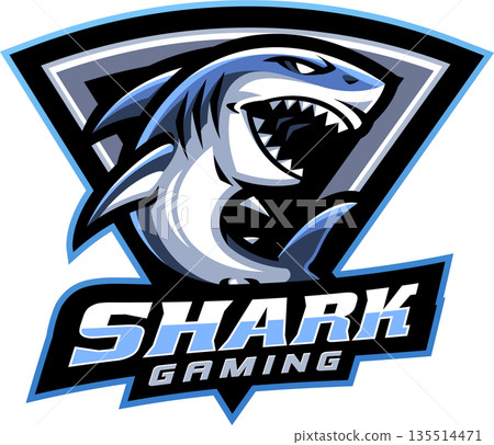 Shark gaming esport mascot logo design 135514471