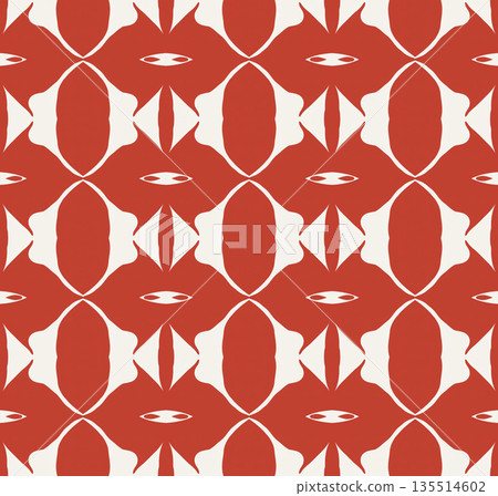 Terracotta Geometric Seamless Pattern Background with Abstract Leaf Motifs, Repeatable Illustration Terracotta Geometric Seamless Pattern Background with Abstract Leaf Motifs, Repeatable Illustration 135514602