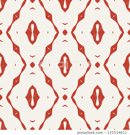 Terracotta Geometric Seamless Pattern Background with Abstract Leaf Motifs, Repeatable Illustration Terracotta Geometric Seamless Pattern Background with Abstract Leaf Motifs, Repeatable Illustration 135514611