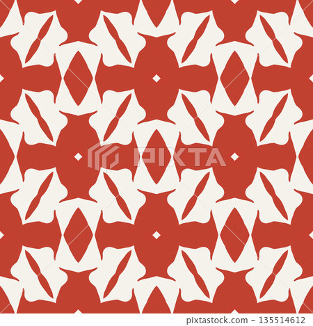 Terracotta Geometric Seamless Pattern Background with Abstract Leaf Motifs, Repeatable Illustration Terracotta Geometric Seamless Pattern Background with Abstract Leaf Motifs, Repeatable Illustration 135514612