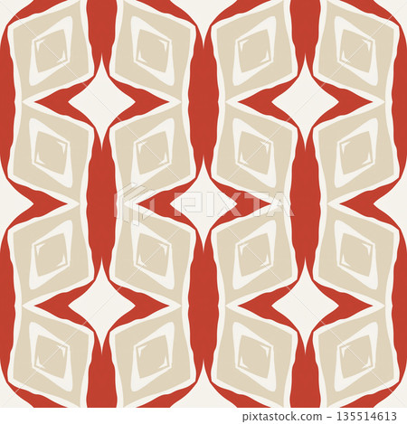 Terracotta Geometric Seamless Pattern Background with Abstract Motifs, Repeatable Illustration Terracotta Geometric Seamless Pattern Background with Abstract Motifs, Repeatable Illustration 135514613