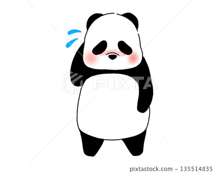 害羞的熊貓插圖 135514835