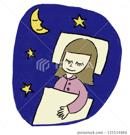 圖:一個女孩早早入睡後睡得很香。 圖:一個女孩早早入睡後睡得很香。 135514868