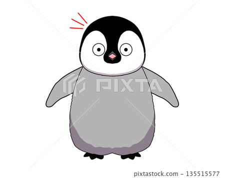 一隻驚訝的小帝企鵝的插圖 135515577