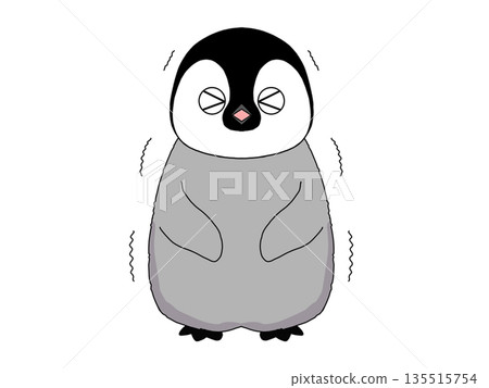 瑟瑟發抖的小帝企鵝的插圖 135515754
