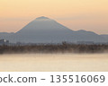 Mount Mikami at sunrise as seen from Lake Kihamauchi 135516069