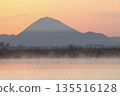 Mount Mikami at sunrise as seen from Lake Kihamauchi 135516128