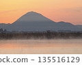 Mount Mikami at sunrise as seen from Lake Kihamauchi 135516129