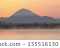 Mount Mikami at sunrise as seen from Lake Kihamauchi 135516130