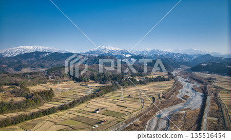 Scenery around the Hayatsuki River flowing through eastern Toyama Prefecture 135516454