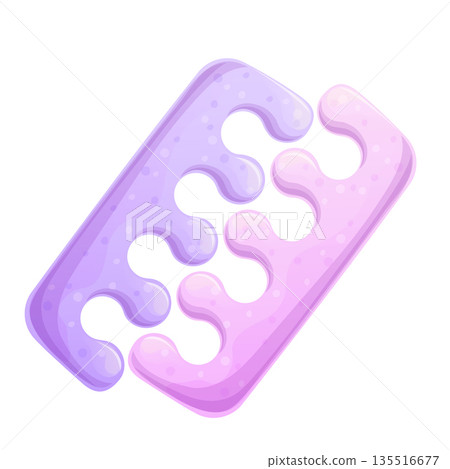 A pair of colorful finger and toe separator, pedicure. Icon on a white background. The concept of beauty and nail design. Isolated vector illustration banner, postcard, brochure, flyer 135516677