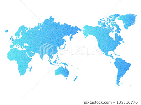 Blue gradient world map with white dots (Japan center) Blue gradient world map with white dots (Japan center) 135516770