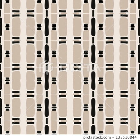 Beige Black Olive Color Abstract Geometric Seamless Pattern Background, Surface Pattern Illustration for Wallpaper and Fabric Design 135516844