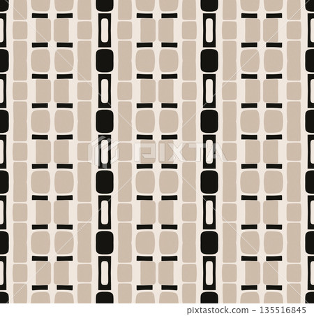 Beige Black Olive Color Abstract Geometric Seamless Pattern Background, Surface Pattern Illustration for Wallpaper and Fabric Design 135516845