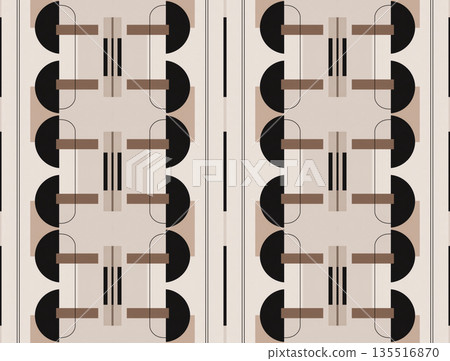 Beige Black Olive Color Abstract Geometric Seamless Pattern Background, Surface Pattern Illustration for Wallpaper and Fabric Design 135516870