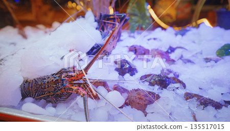 Fresh Lobster and Seafood Display on Ice Market Sri Lanka Fresh Lobster and Seafood Display on Ice Market Sri Lanka 135517015