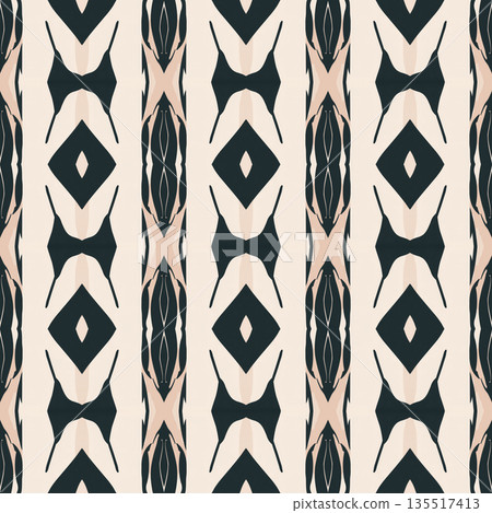 Beige Black Olive Color Abstract Geometric Seamless Pattern Background, Surface Pattern Illustration for Wallpaper and Fabric Design 135517413