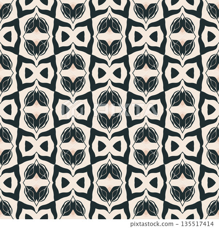 Beige Black Olive Color Abstract Geometric Seamless Pattern Background, Surface Pattern Illustration for Wallpaper and Fabric Design 135517414