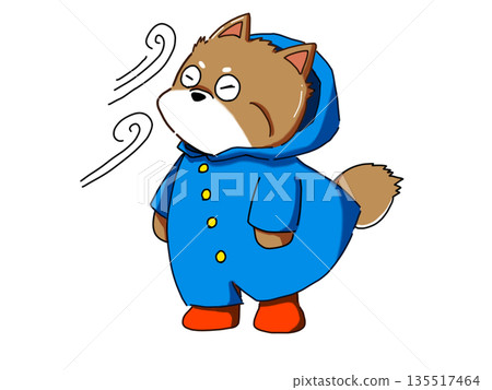風吹動柴犬的插圖 風吹動柴犬的插圖 135517464