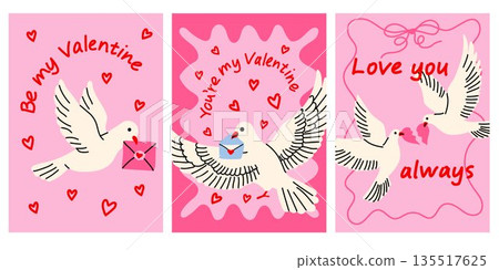 Cute Dove Valentine Greeting Cards Collection Cute Dove Valentine Greeting Cards Collection 135517625