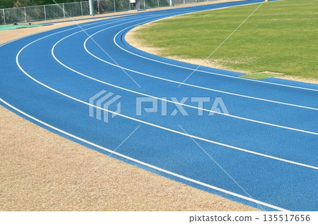 Athletics stadium track and lanes Athletics stadium track and lanes 135517656