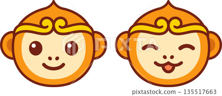 Cute Monkey King face icon Cute Monkey King face icon 135517663