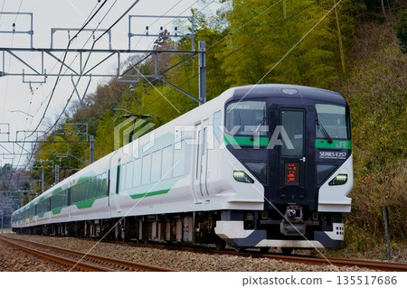 新年特快列車(E257系列)從中央本線開往成田站 新年特快列車(E257系列)從中央本線開往成田站 135517686