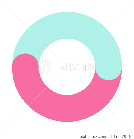 Two-division circular chart shape, two-step cycle diagram vector illustration image Two-division circular chart shape, two-step cycle diagram vector illustration image 135517966
