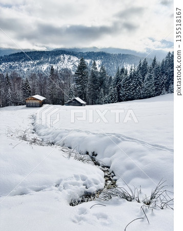 Winter alpine village Bavaria Zugspitze Winter alpine village Bavaria Zugspitze 135518167