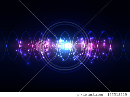 Futuristic cyber space background featuring dynamic neon light streaks and abstract glowing lines for creative digital projects. 135518219