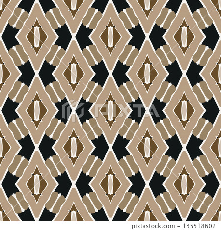 Beige Black Olive Color Abstract Geometric Seamless Pattern Background, Surface Pattern Illustration for Wallpaper and Fabric Design 135518602
