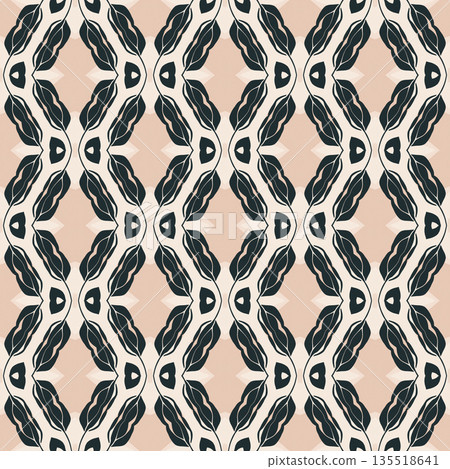 Beige Black Olive Color Abstract Geometric Seamless Pattern Background, Surface Pattern Illustration for Wallpaper and Fabric Design 135518641