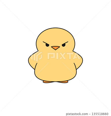 A cartoonish yellow chicken with an angry expression 135518660