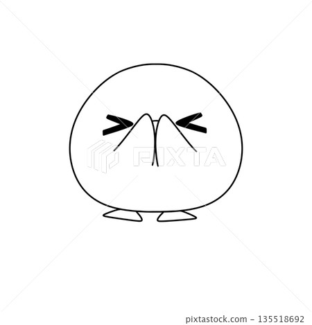 A cartoon character with a mouth open and eyes closed 135518692
