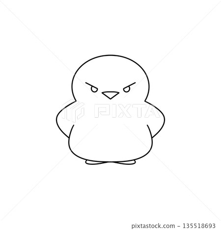 A white drawing of a bird with an angry expression A white drawing of a bird with an angry expression 135518693