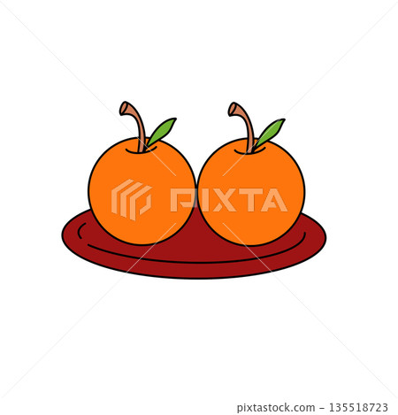 Two oranges on a plate 135518723